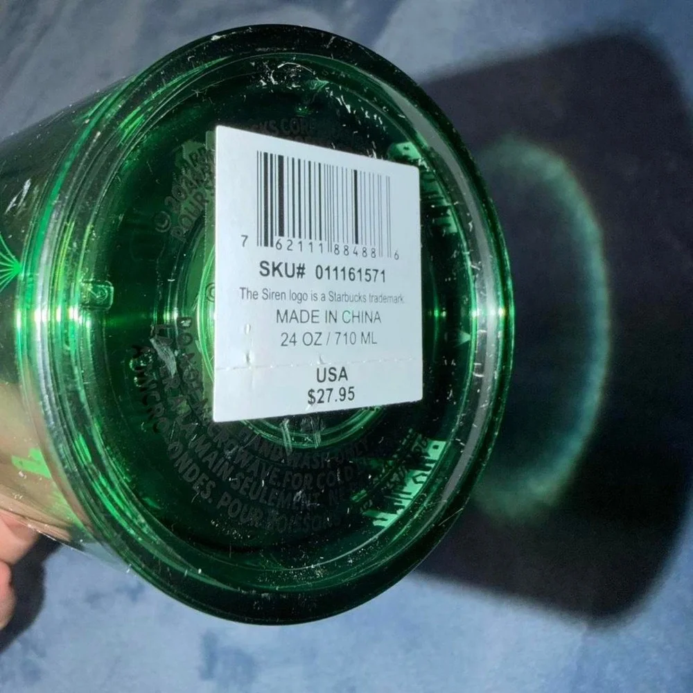 Starbucks Wicked‎ green tumbler with gold accents new